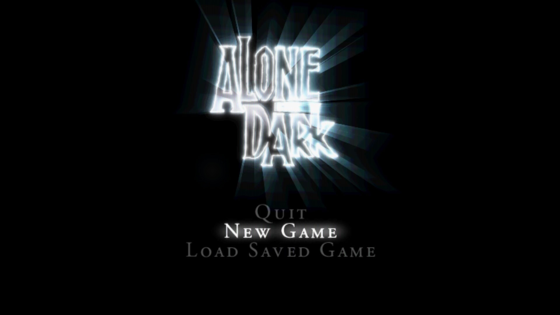 Alone in the Dark title screen rendered through the overhaul
